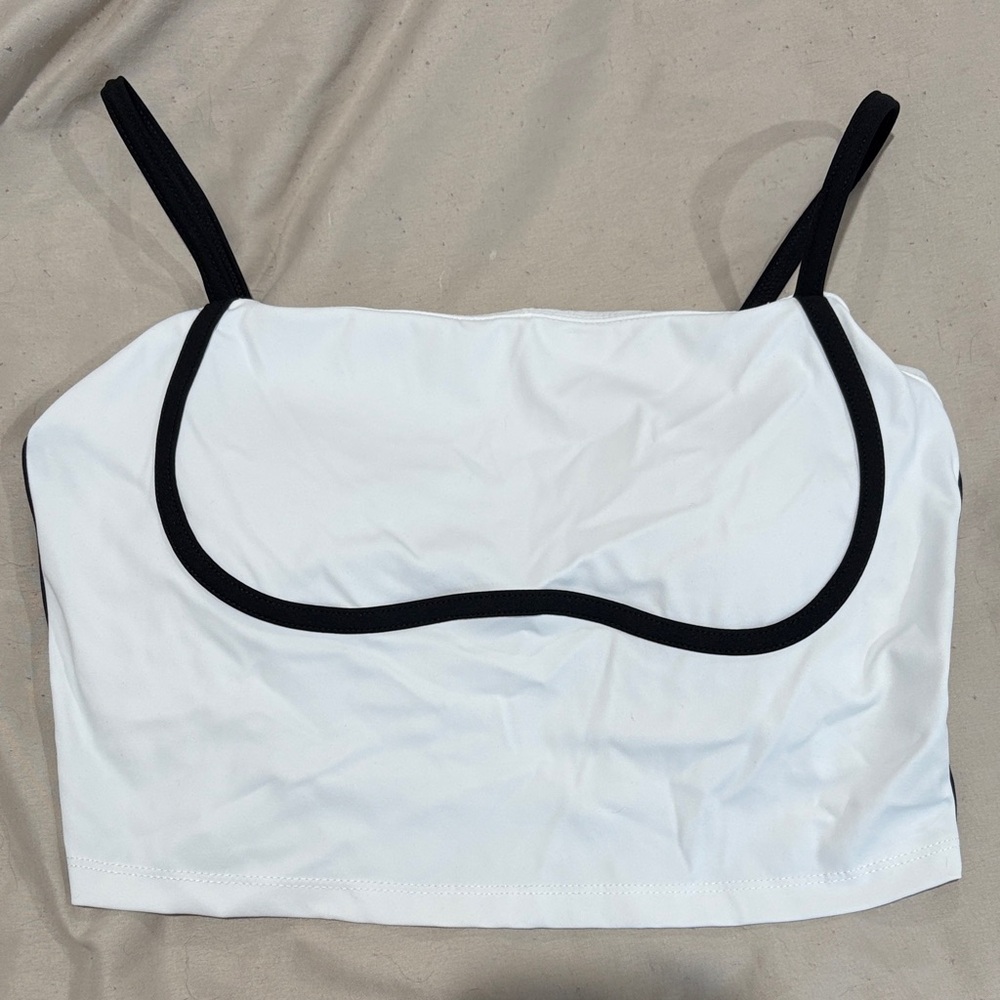 White Crop Top with Black Trim